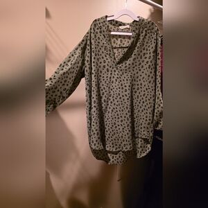 Olive Green Leopard Print Women's Top